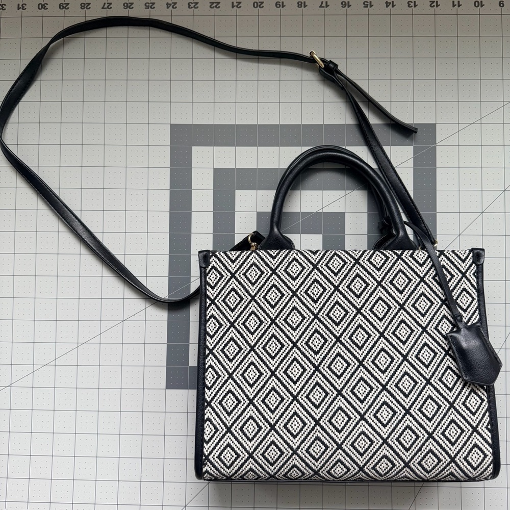 JustFab Monochrome Diamond Pattern Shoulder Bag